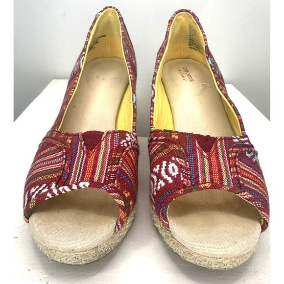 Sonoma Womens Espadrilles Wedge Sandals Peep Toe Summer Shoes Red Size 7.5 - Picture 2 of 10